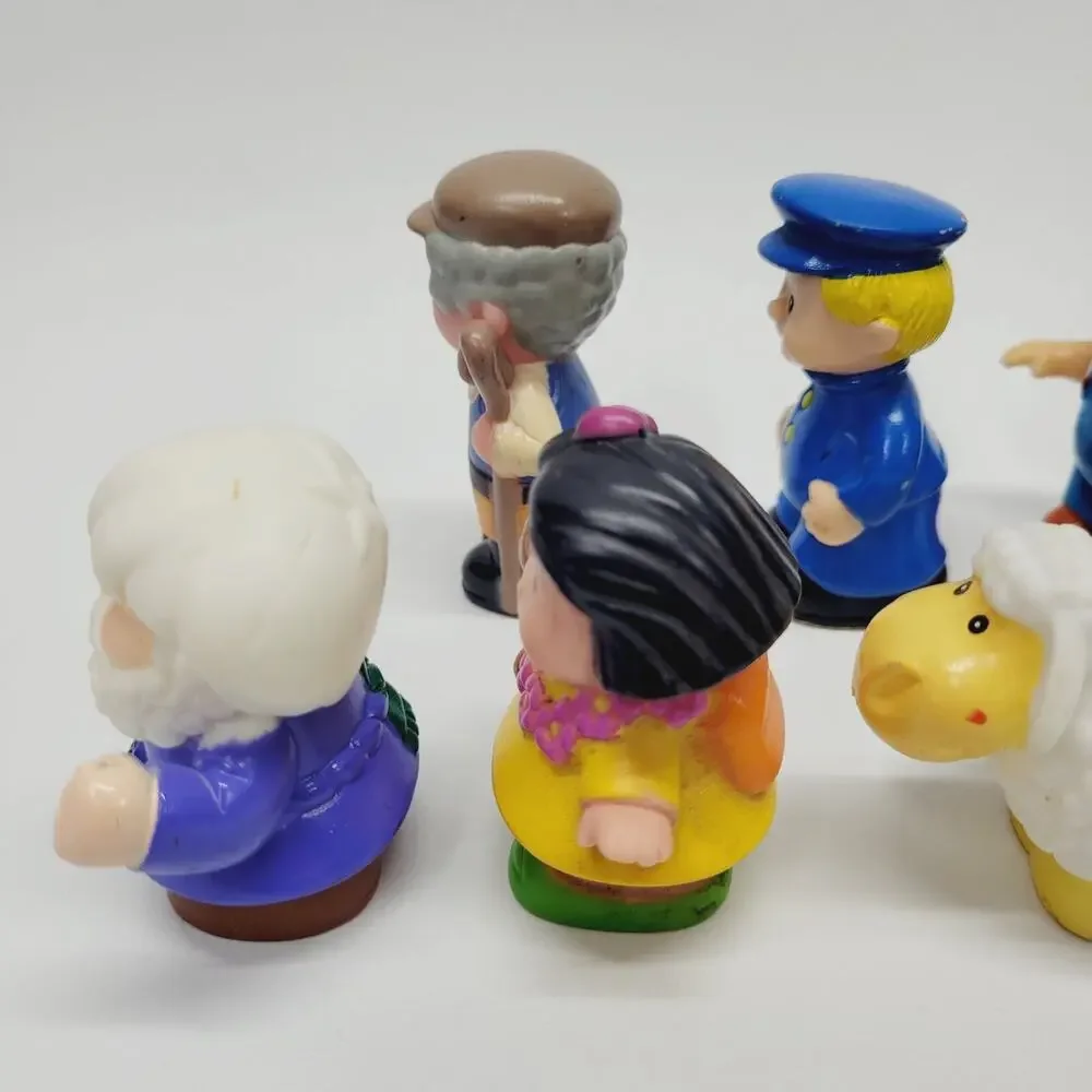 Vintage Fisher Price Little People Figures Lot of 7 All Rubber Farmer Sheep Girl